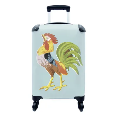 Produktbild von MuchoWow® Koffer Handgepäck Trolley Rollkoffer Kleine Reisekoffer mit 4 Rollen - Antike abstrakte Illustration des Hahns - Cabin Size < 55x40x23 cm & 55x40x20 cm - Fotokoffer - Kabinenkoffer - Boardgepäck - Reise-Box - Reisekoffer - Reisegepäck - Koffer mit Bild - Trolley für Kinder
