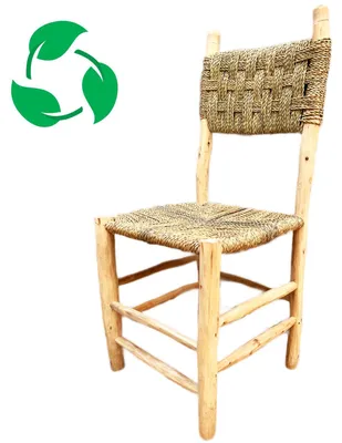 Obrázok produktu pre Kreslo Marrakech záhradné kreslo z dreva a palmových listov Dool 90 cm | Ideálne na záhradnú terasu a balkón