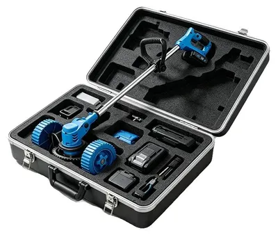 Productafbeelding van Handgrasmaaier, 21V vermogen, verstelbare lengte 95–135 cm, snijbreedte 15 cm, opgevouwen lengte 55 cm, toerental stationair 7800 tpm