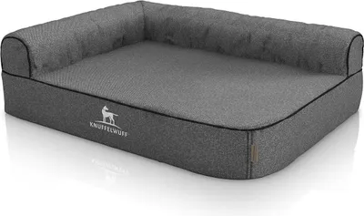 Produktbild von Orthopädisches Eck-Hundebett Marlie aus Velour XXL Lehne Links grau