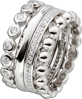 Produktbild von Ring Set 4-teilig Silber 925 weiße Zirkonia Steine 20