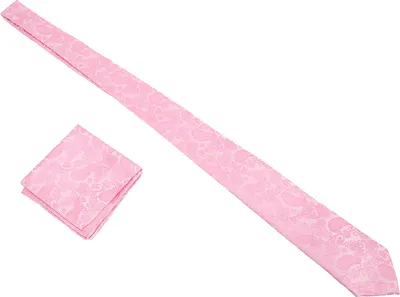 Produktbild von Herren-Krawatten- und Einstecktuch-Set, rosafarben bedruckt, klassischer Stil, Krawatten- und Einstecktuch-Set für Geschäftstreffen, Partys und Hochzeiten