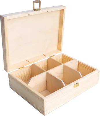 Produktbild von Teebox 21 x 16 x 7 cm - 6 Fächer - Holz - Natur