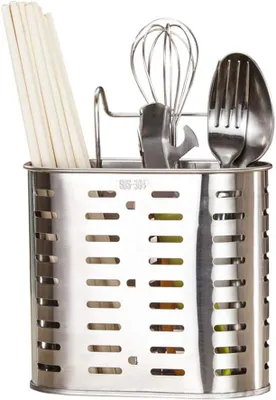 Produktbild von Besteckhalter aus Edelstahl – Wandmontierter Küchenutensilienhalter (Silber)