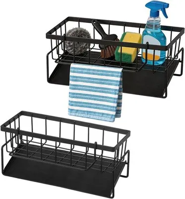 Produktbild von Spülbecken-Organizer – Küchen-Organizer – Ordnungssystem für die Küche – Mit Abtropfbehälter – 23 x 9 x 10 cm – Schwarz