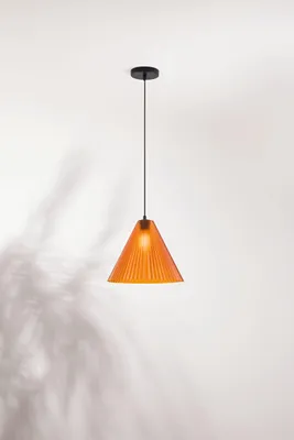 Produktbild von Pendelleuchte Metall E27 rund D: 31,6 cm H: max. 200 cm Schwarz Orange Modern