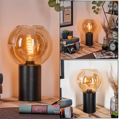 Produktbild von Cesaro Tischlampe aus Metall/Glas in Schwarz/Bernsteinfarben