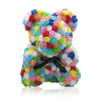 Produktbild von Bunter Rosenbär - Teddybär ca. 45cm
