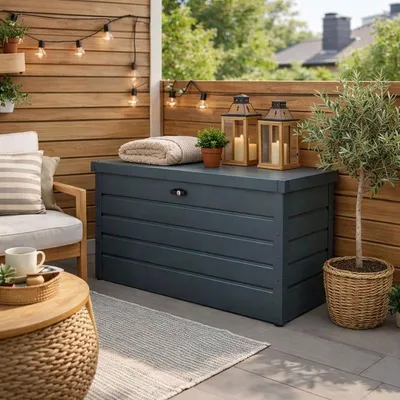Produktbild von Metall Auflagenbox Kissenbox Gartentruhe Gartenbox Aufbewahrungsbox Anthrazit