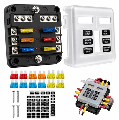6-fach Sicherungshalter 12V-24V mit LED und Abdeckung
