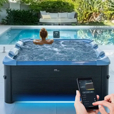 Produktbild von Miweba MSpa Whirlpool Frame Oslo | für 6 Personen - App Steuerung - Outdoor Pool mit Fester Außenwand - UVC-Reinigung - Hot Tub - 160x160cm - Sapphire