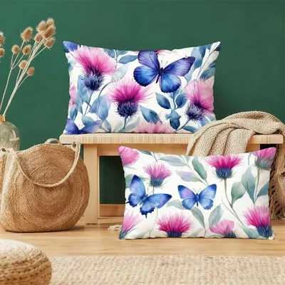 Zdjęcie produktu dla Elzusha - Zestaw 2 fioletowych poszewek na poduszki, 30 x 50 cm, z dwustronnym nadrukiem