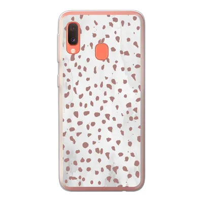 Produktbild von MuchoWow® Handyhülle Schutzhülle Hülle für Samsung Galaxy A20e Polka dots - Braun - Weiß Silikon Softcase Handy Hülle - Abdeckung