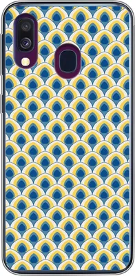 Produktbild von MuchoWow® Handyhülle Schutzhülle Hülle für Telefoonhoesje Samsung Galaxy A40 Design - Muster - Retro - Gelb - Blau Silikon Softcase Handy Hülle - Handy-Tasche