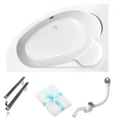 Produktbild von Aqua For You | Cersanit Badewanne Kaliope - Eckbadewanne - 170x110cm - Asymmetrisch - Acryl - Mit Siphon Und Füßen - Antibakterielle Beschichtung