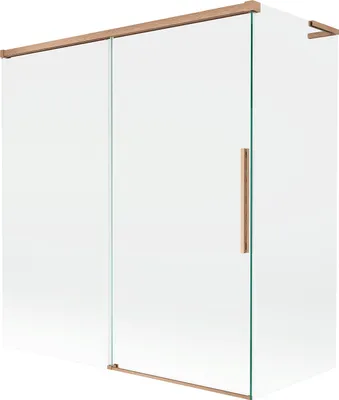 Immagine prodotto di Mexen Rox L parete per vasca da bagno 2 ante scorrevoli 150 + 70 x 150 cm, trasparente, rame spazzolato - 8C9L-150-070-65-00