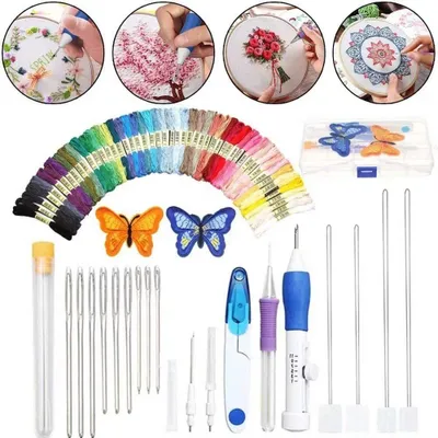 Produktbild von DIYARTS Punch Needle Stickerei Set Anfänger Stickerei Kreuzstich Set Stickstift Punch Needle Kit Craft Tool Stickset für Nähen, Stricken, DIY Stickerei