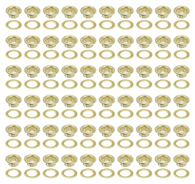Productafbeelding van Set voor het bevestigen van metalen oogjes - 200-delig, met 6 mm metalen oogjes - geschikt voor schoenen, kleding, leer, stof en riemen - zilverkleurig