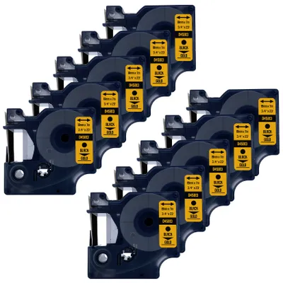 Produktbild von DULA Etikettenband - Kompatibel mit Dymo D1 45813 - 10 Stück - Schwarz auf gold - 19mm x 7m