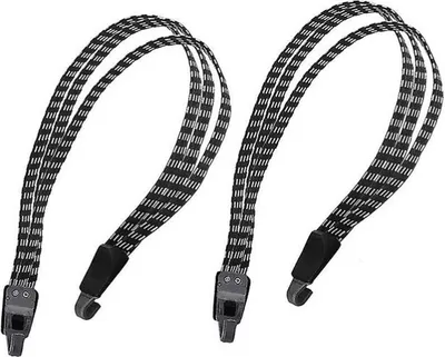 Produktbild von 2er Set 65cm Fahrrad Gepäckspanner | Spanngurt Gepäckträger | Fahrradträger Spanngummi | Gepäckgummi mit 2 Haken | Gepäckspanner schwarz-weß - Expander | Spannseil Fahrradgurt zur Ladungssicherung