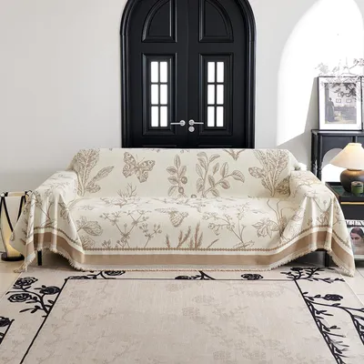 Zdjęcie produktu dla Omgoods - Kołdra z frędzlami, wykonana z materiału typu "chenille" - Wielofunkcyjna narzuta na sofę, 180x420 cm
