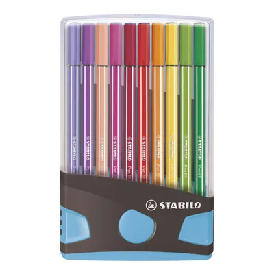 Image de STABILO Stylo 68 - Stylo feutre - ColorParade - Set 20 pièces - Anthracite/Bleu clair