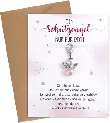 Produktbild von Famanu Schutzengel Geschenk zur Einschulung - Glücksbringer für die Schultasche