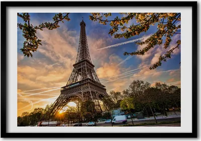 Produktbild von Bild - Bilderrahmen - 100 cm x 70 cm - MDF - Rahmen - Foto - Wandkunst Eiffelturm in Paris