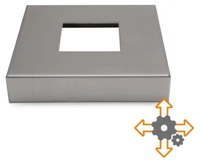 Produktbild von Kaminabdeckplatte mit quadratischer Öffnung aus Edelstahl auf Maß