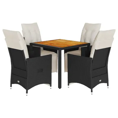 Produktbild von vidaXL 5-tlg. Garten-Essgruppe mit Kissen Schwarz Poly Rattan