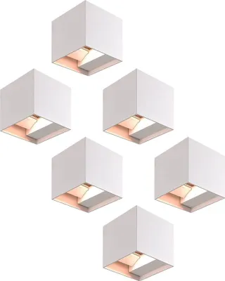 Image de HOFTRONIC - Lot de 6 appliques murales LED 7W 3000K IP65 Gris Cube Up & Down Light