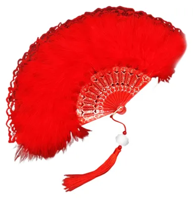 Produktbild von Vintage-Faltfächer aus Federspitze mit Quasten, tragbarer Sommerfächer, Dekoration, Requisite für Tanzaufführungen, Party-Kostümzubehör