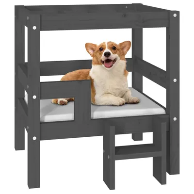 Image de vidaXL Lit pour chien Gris 55,5x53,5x60 cm Pin massif