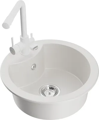 Produktbild von Mexen Diego 1-Becken-Granit-Spüle mit Mischbatterie Duero, Weiß - 6512-20-671600-20