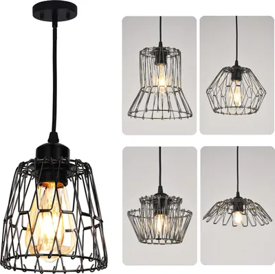 Produktbild von Pendelleuchte E27 Retro Hängelampe Metallschirm Verformbar Höheverstellbar Deckenleuchte für Esszimmer Wohnzimmer Restaurant (mit LED-Birne)