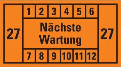 Produktbild von Dreifke® Prüfplakette Nächste Wartung 27, orange, Dokumentenfolie, 45x25mm, 1...
