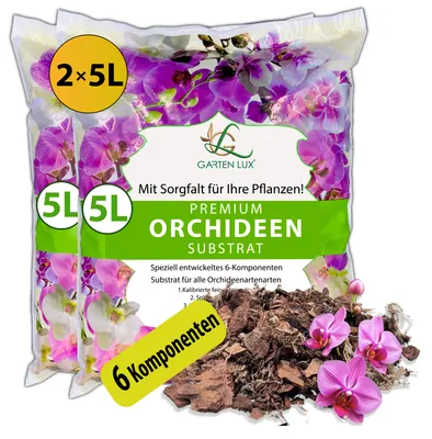 Produktbild von Garten Lux Premium Orchideenerde 10 Liter-6-Komponenten Orchideensubstrat für gesundes Wachstum und optimale Pflege Ihrer Orchideenpflanzen-Substrat