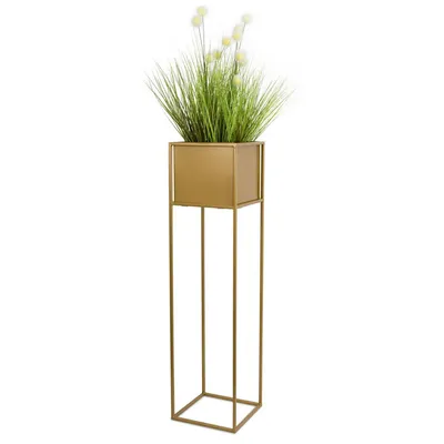 Image de Support de fleurs, massif de fleurs sur pied, moderne, métal, grenier, or 90 cm