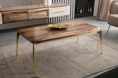 Produktbild von Casa Padrino Luxus Art Deco Couchtisch Braun / Gold 117 x 62 x H. 45 cm - Eleganter Wohnzimmertisch - Art Deco Wohnzimmer Möbel