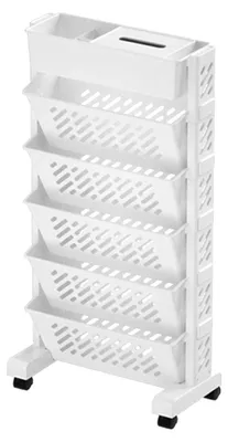 Immagine prodotto di Libreria mobile di grande capienza, girevole e smontabile, in plastica; pratico scaffale rotante a 6 ripiani