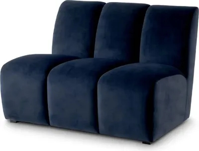 Produktbild von Casa Padrino Luxus Samt Sofa Element Mitternachtsblau / Schwarz 108,5 x 94,5 x H. 83 cm - Erweiterbares Wohnzimmer Sofa - Wohnzimmer Möbel - Luxus Möbel