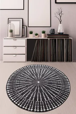 Produktbild von Conceptum Hypnose, Buio- Buio Djt Çap 100CHL, Schwarz,Weiß, Kurzflorteppiche, 50% Samtgewebe / 50% Polyester