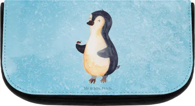 Produktbild von Mr. & Mrs. Panda Kosmetikbeutel Pinguin Marienkäfer - Eisblau - Geschenk, Kulturbeutel, Wunder, Lebensfreude, Organizer, Make-up, Liebe, Glück, kosmetiktäschchen, Kleine