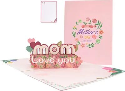 Produktbild von Pop-up-Muttertagskarte, 3D-Geburtstagskarte (Größe 20 x 15 cm - Text: Alles Gute zum Muttertag)