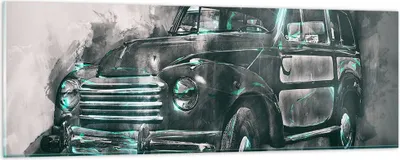 Produktbild von Bilder auf glas - Auto Retro - 90x30cm - Glasbilder - Wandbilder - Bilder - Kunstdruck - zum Aufhängen bereit - Wanddekoration aus Glas - Glas Bilder - Wandbild auf Glas - Einteilig - GAB90x30-3834
