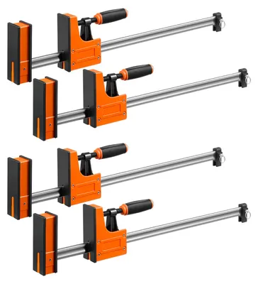 Obrázek produktu pro Sada čtyř svorek SucceBuy, rozpětí 60,96 cm, svorky typu F s upínací silou 680 kg, dvojí funkce upínání a rozpínání, měkké gumové podložky, ocelová tyč z uhlíkové oceli, ideální pro práce s dřevem a kovem