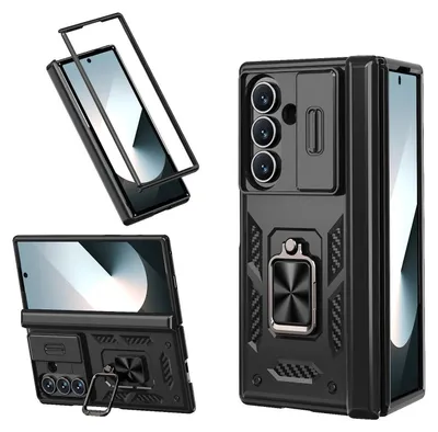 Obrázok produktu pre Pre Samsung Galaxy Z Fold7 5G TPU + PC Ring Holder Camera Slider Cover Black