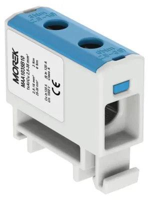 Imagen del producto de Conector OTL35, color azul, 1 contacto de aluminio/cobre, rango de sección de cable de 2,5-35 mm², 1000 V CA / 1500 V CC, conexión universal MAA1035B10