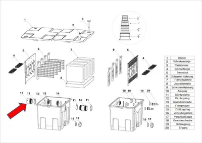 Produktbild von Ersatzteil 'Auslass' PART 10 - Kammerfilter CBF-350