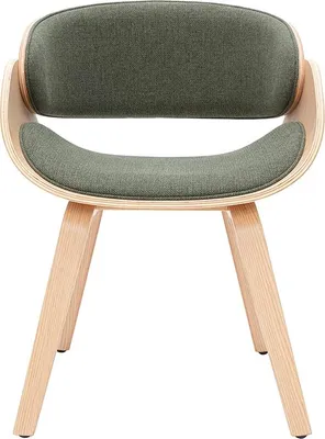 Produktbild von Miliboo - Design-Stuhl aus khakigrünem Stoff und hellem Holz BENT